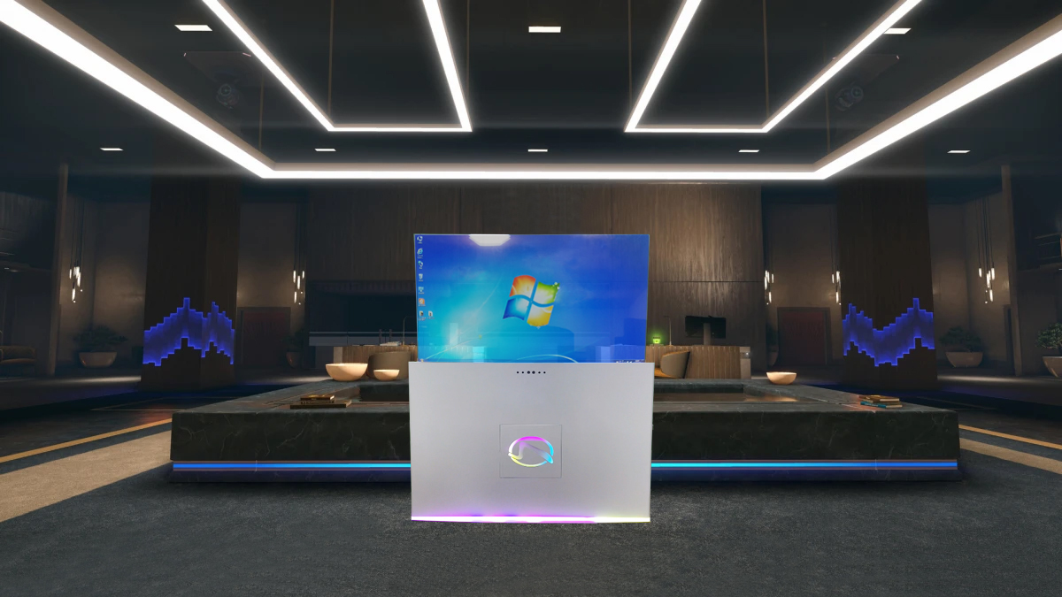OLED 透明屏智能升降酒店案例：上海某高顿大酒店